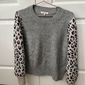 Madewell cheetah print sleeve cropped sweater